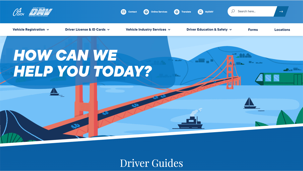 Screen shot representing California DMV